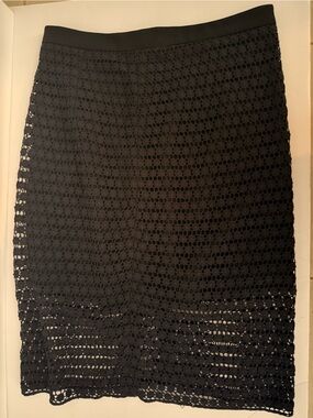 Tibi Black Crochet Pencil Skirt